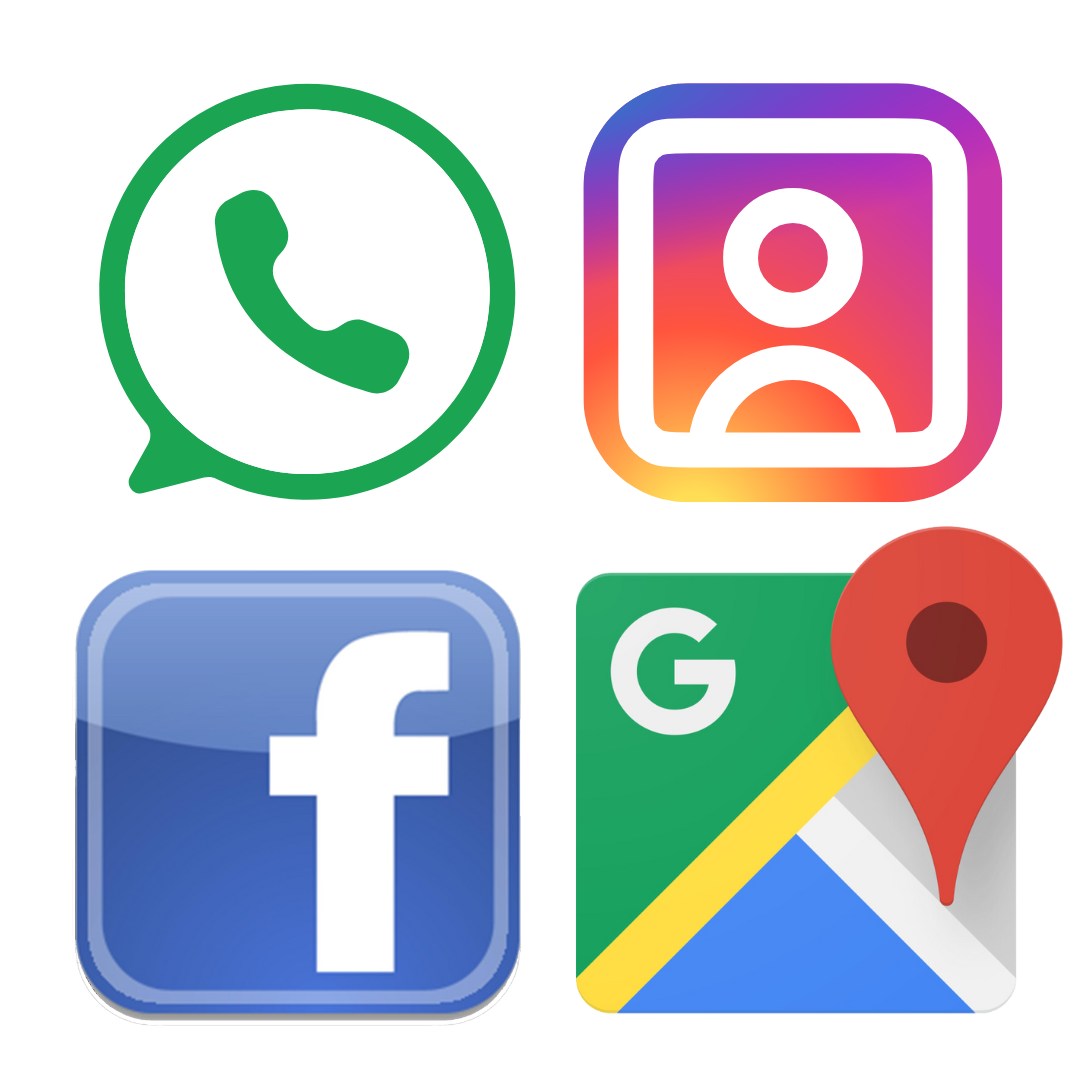 A um clique de seus clientes, com atalho para WhatsApp, Facebook, Instagram e localização de sua loja no Google Maps.